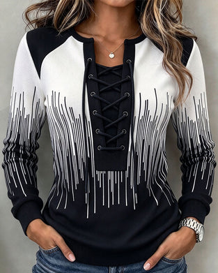 Sweatshirt Knyte Linje Fargeblokk Figursydd