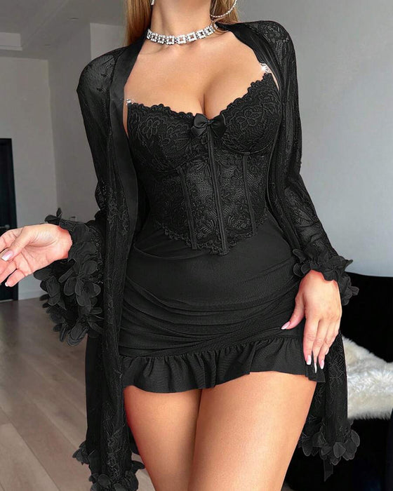 Kjole Blonde Dekke Spagettistropp Blondekant Pyjamas