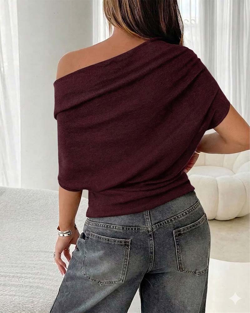 Bluse Flagermuserme Off-Shoulder Ensfarget