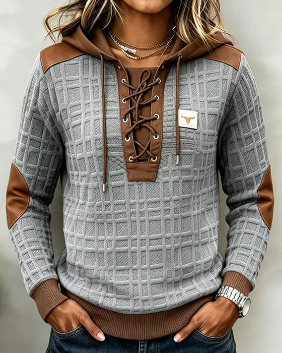 Hoodie Knyting Fargeblokk