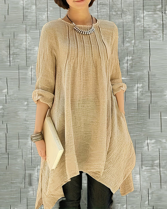 Bluse Asymmetrisk Kant Knappefront Midi