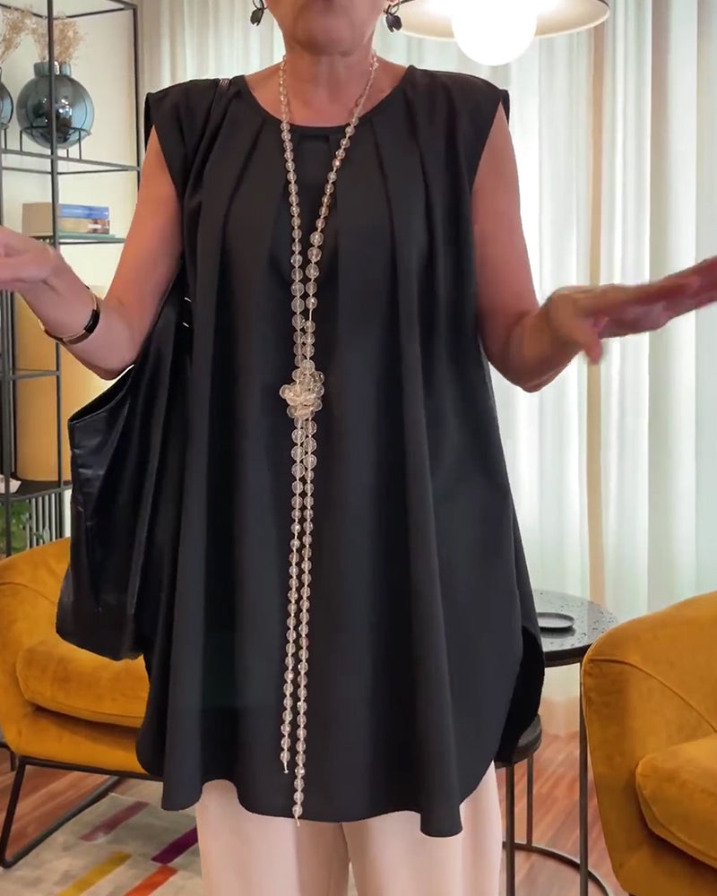 Singlet Plissert Ermløs Løs