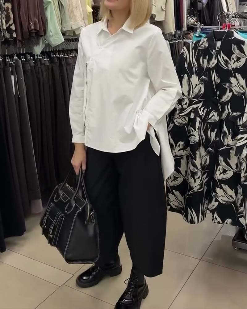 Skjorte Uregelmessig Side Glidelås