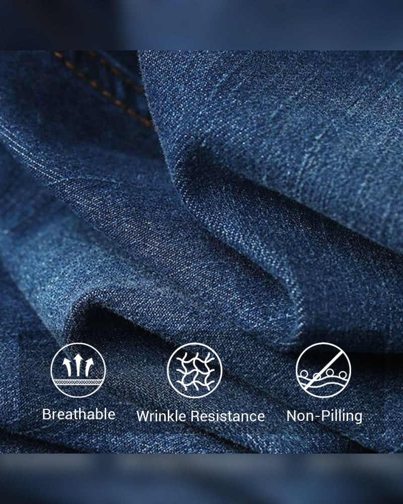 Jeans Dame Høy Midje Cargo Bredt Ben Stretch