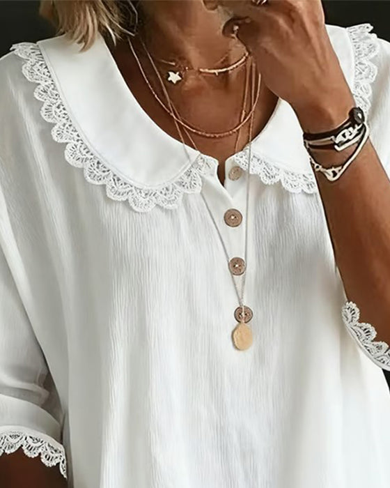 Bluse Kniplingkantet Innfelling Babykrage