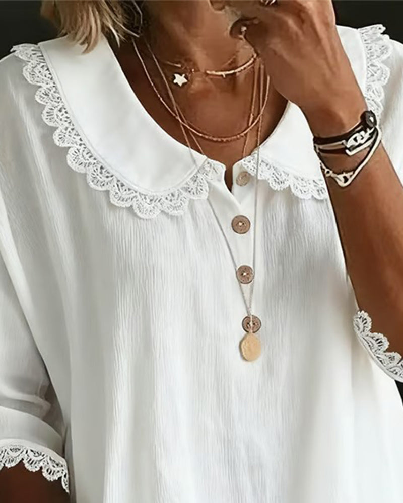 Bluse Kniplingkantet Innfelling Babykrage