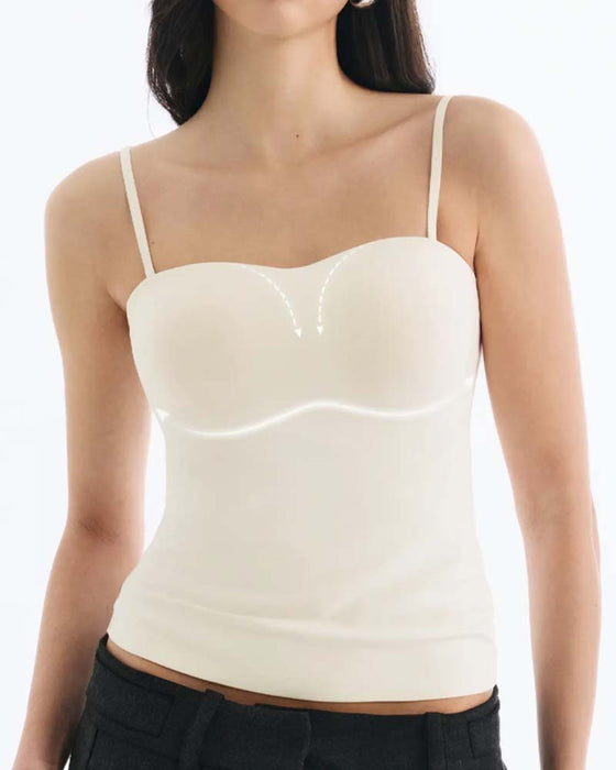 Cami Top Stroppeløs Solid Innebygd BH