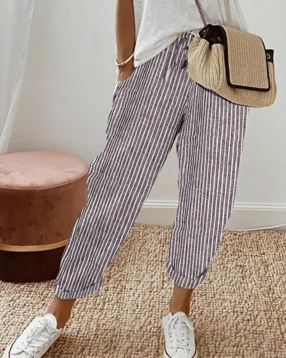 Bukse Casual Stripet Croppet