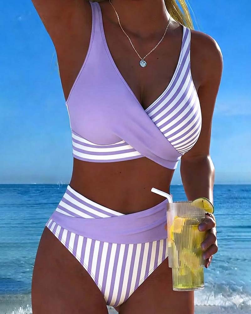 Bikini Kryssstripet Trykt