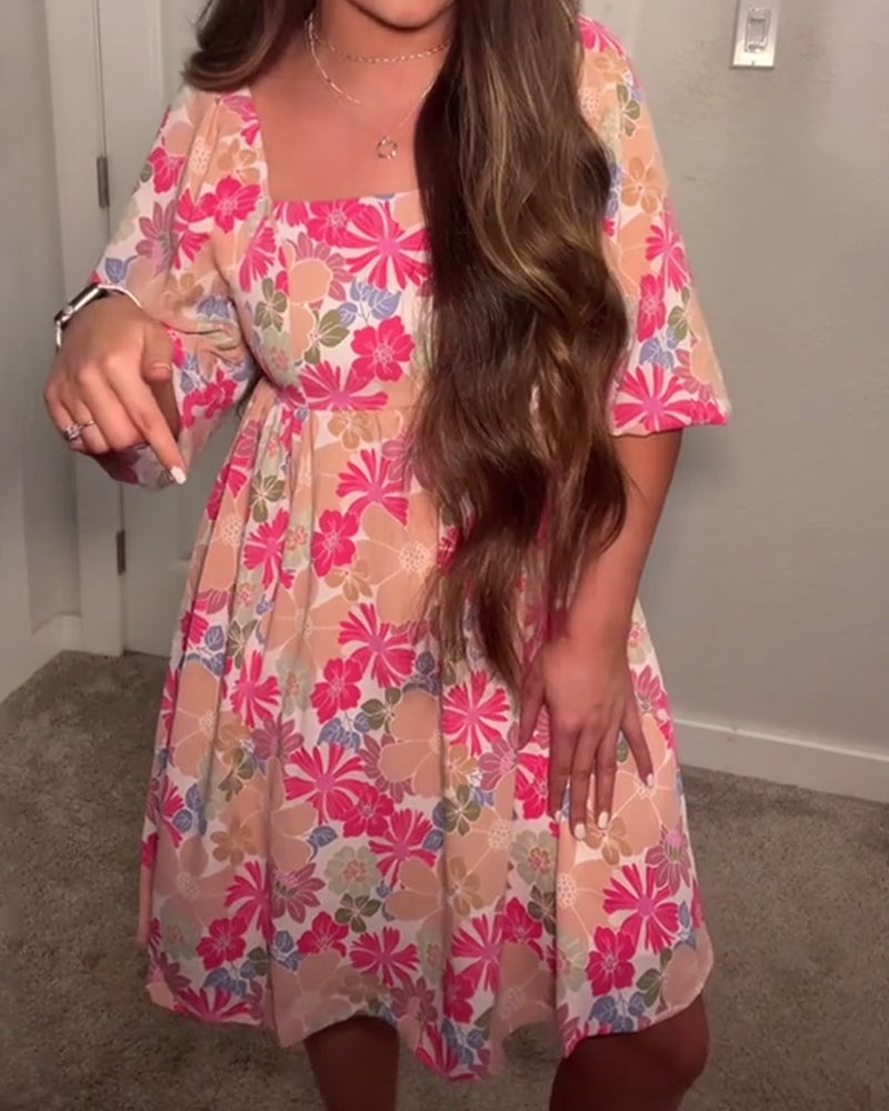 Kjole Firkantet hals Puffermer Babydoll