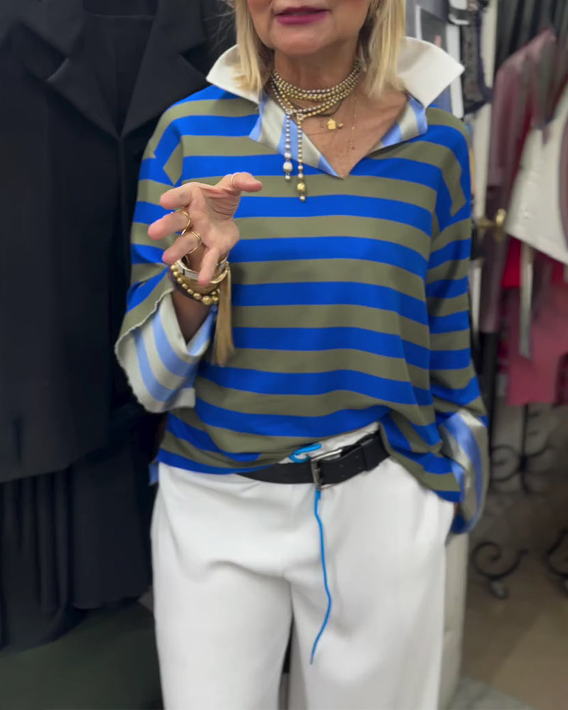 Bluse Stilig Jakkeslag Stripete