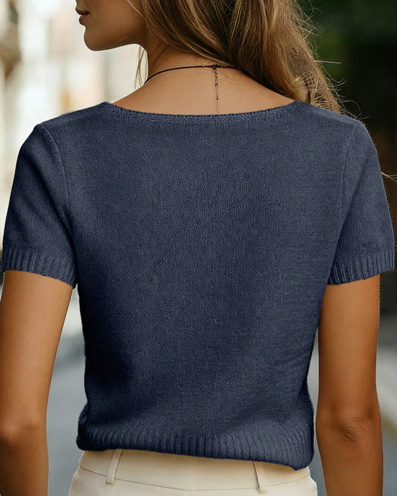 Pullover Argyle Kortsermet V-Utringning