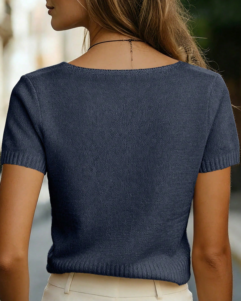 Pullover Argyle Kortsermet V-Utringning