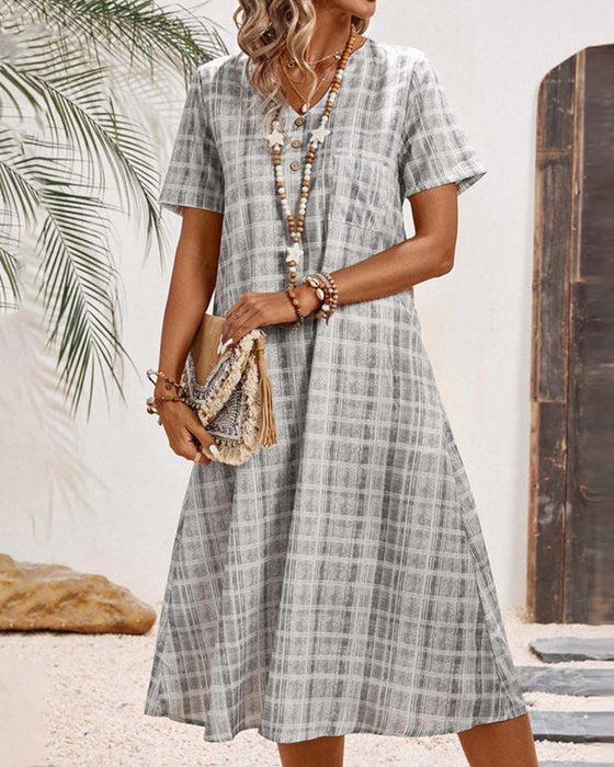 Kjole Kortermet Rutete Uformell