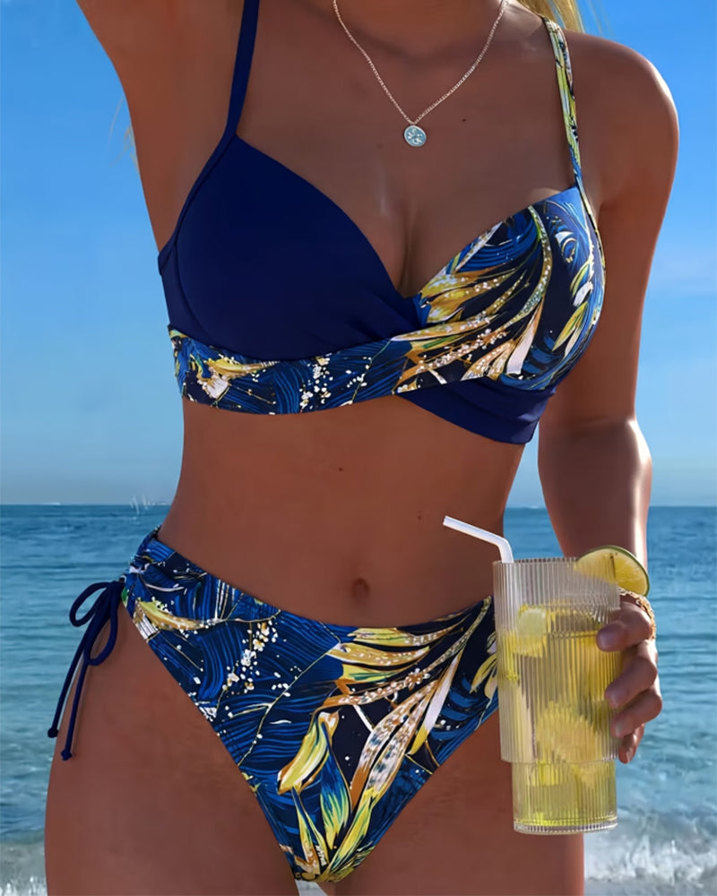 Bikini Tropisk Trykk Sideknyting Sexy