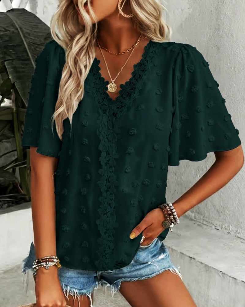 Bluse Sammenføyd Jacquard Rysjeerme
