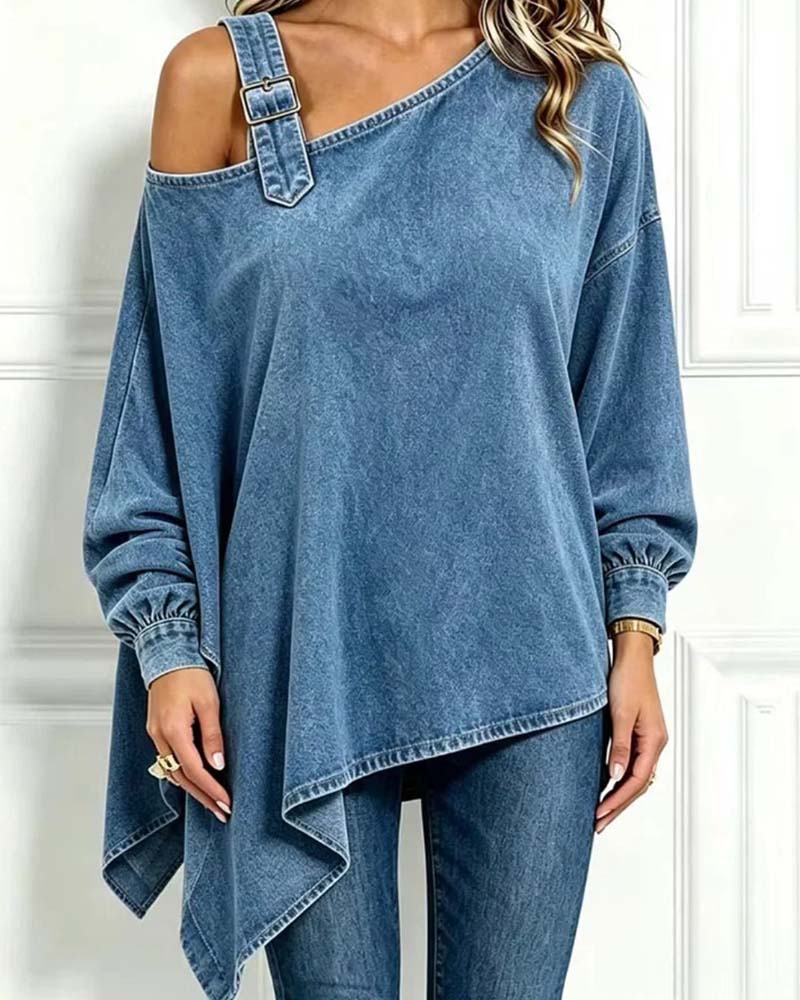 Bluse Off-Shoulder Uregelmessig Casual