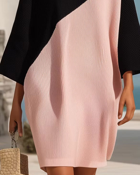 Dress Rund Hals Fargeblokk Shift
