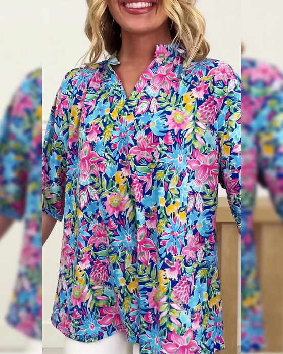 Topp Tropisk Blomstret Kortermet