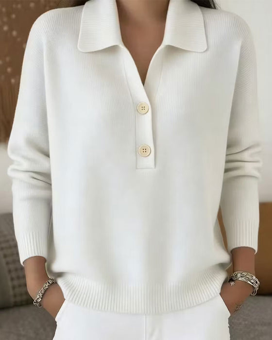 Pullover Halvknapp Knapp Casual