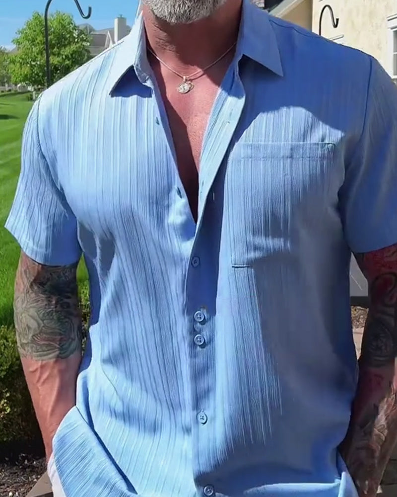 Skjorte Ensfarget Kort Erme Casual