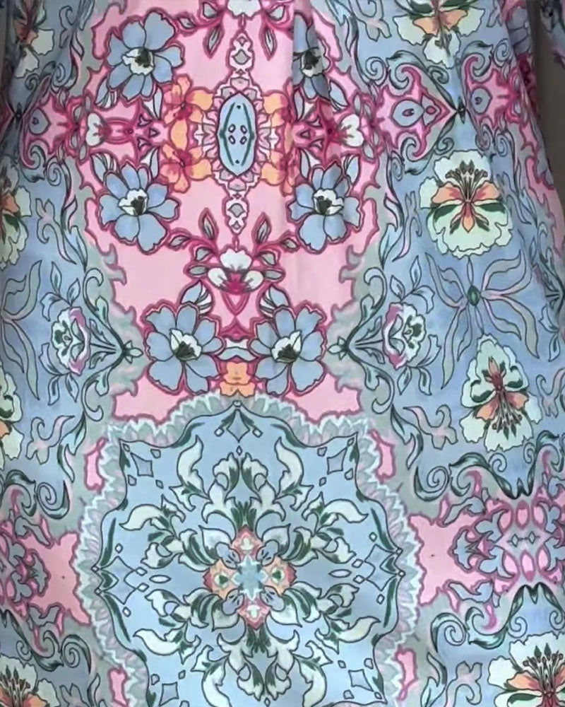 Kjole Med V-Hals Og Trykk Rett Passform