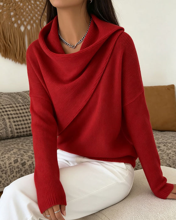 Pullover Stilig Mock Hals Lang Erme Strikket