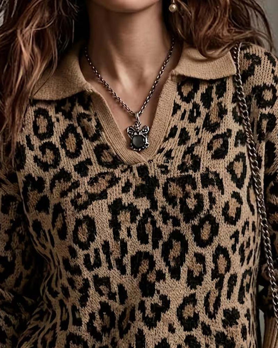 Pullover Krave Leopard V-Hals