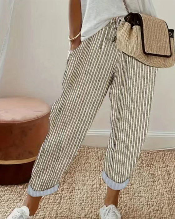 Bukse Casual Stripet Croppet
