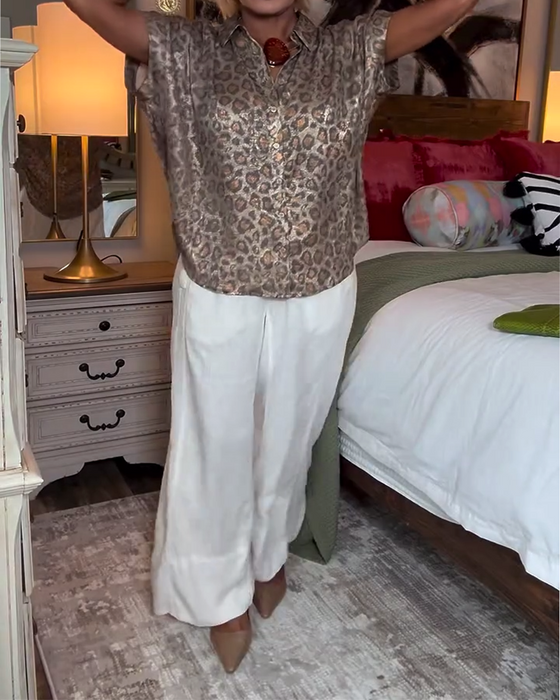 Bluse avslappet leopardprint
