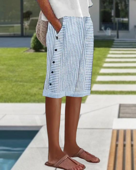 Shorts avslappet stripete lomme