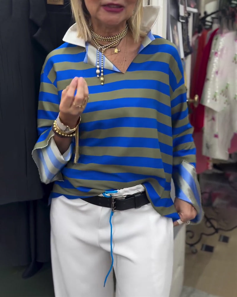 Bluse Stilig Jakkeslag Stripete