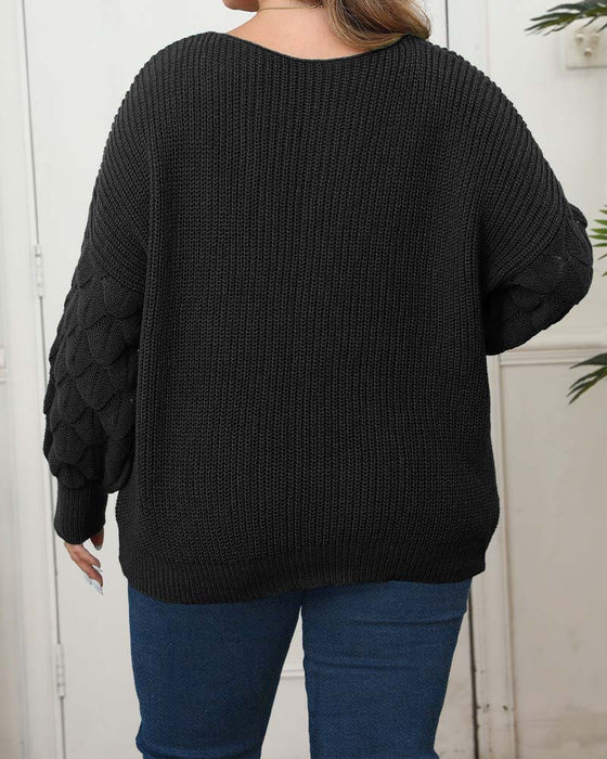 Pullover Puffererme V-Hals Strikket