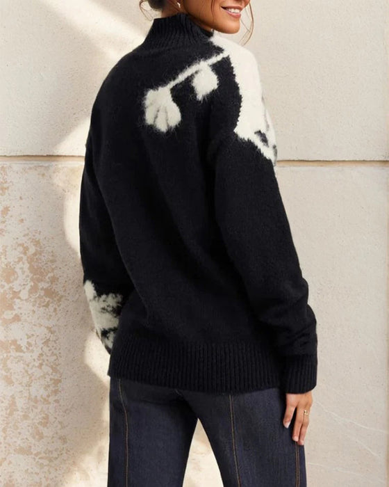 Genser i moderne blomstertrykk med lange ermer