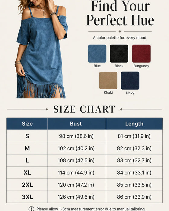 Kjole Spagettistrap Frynser Solid Off-Shoulder