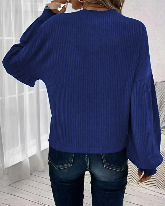 Topp Rund Hals Drop Skulder Lanterne Erme
