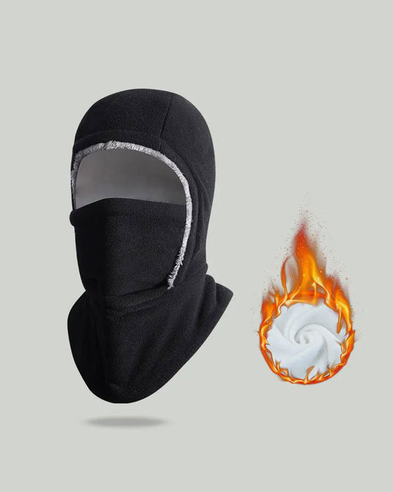 Vinter 2 I 1 Lue Og Ansiktsmaske Vindtett Tykt Fleecefôr For Utendørssport Svart