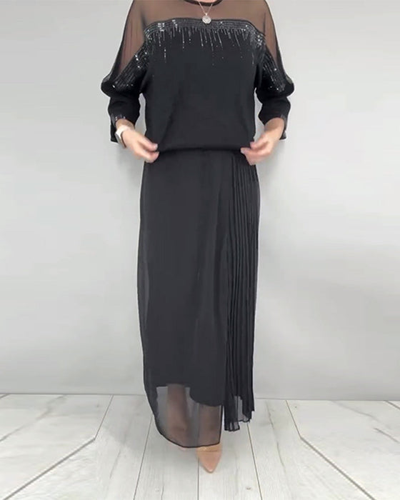 Bluse Mesh Spleising Løs