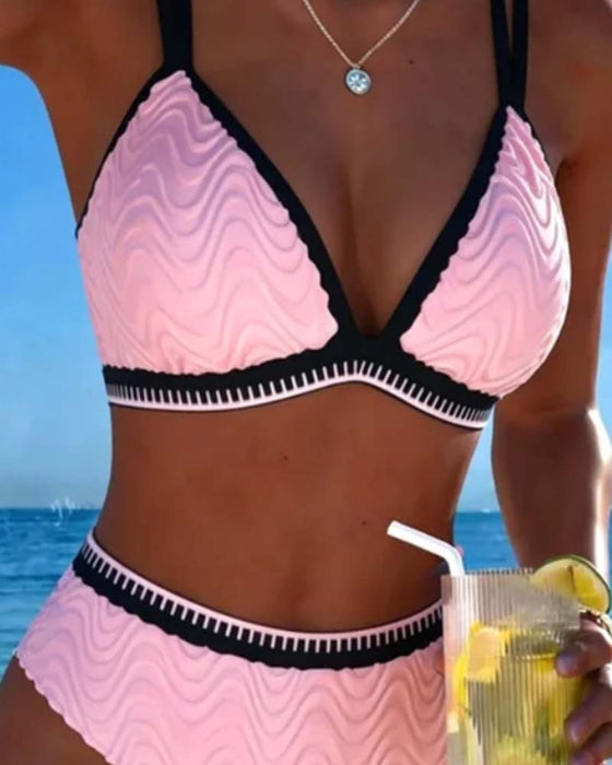 Bikini Fargeblokk Dobbelstropp Teksturert