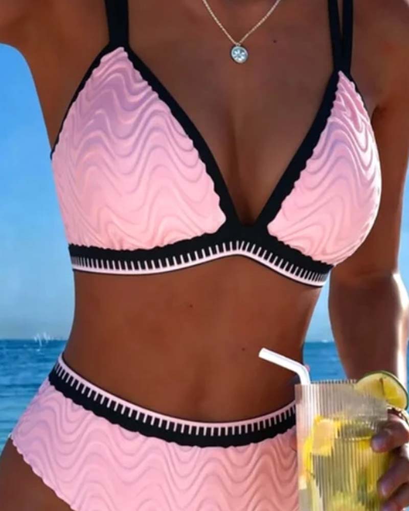 Bikini Fargeblokk Dobbelstropp Teksturert