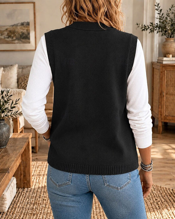 Vest Ermeløs V-Hals Genser