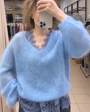 Pullover V-Hals Solid Lappeteppe