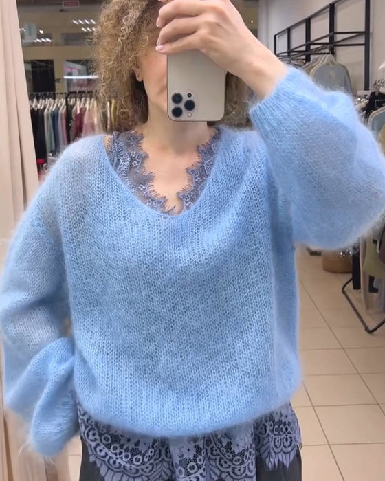 Pullover V-Hals Solid Lappeteppe