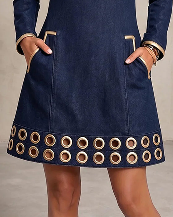 Kjole Glidelås Lomme Casual