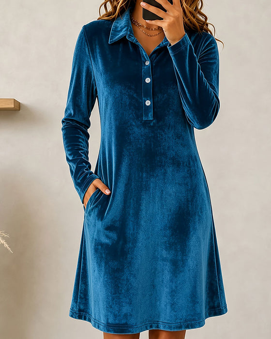 Kjole Knapp Solid Casual