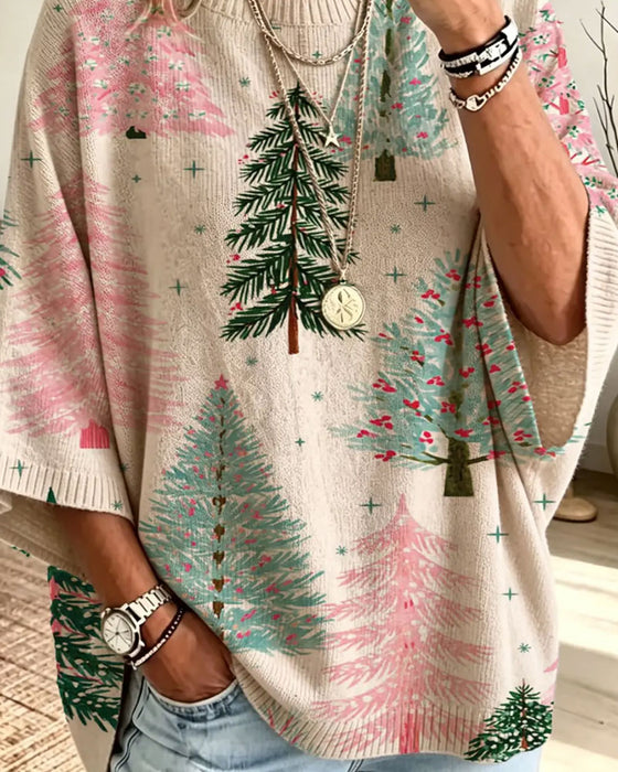 Pullover Halv Erme Juletre Løs