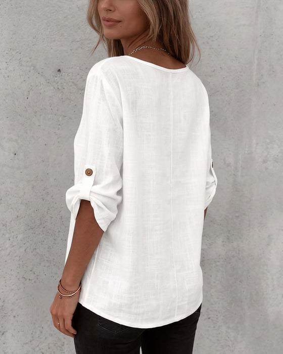Bluse Solid Casual Knapp