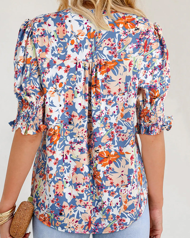 Bluse Elegant Liten Blomsterprint