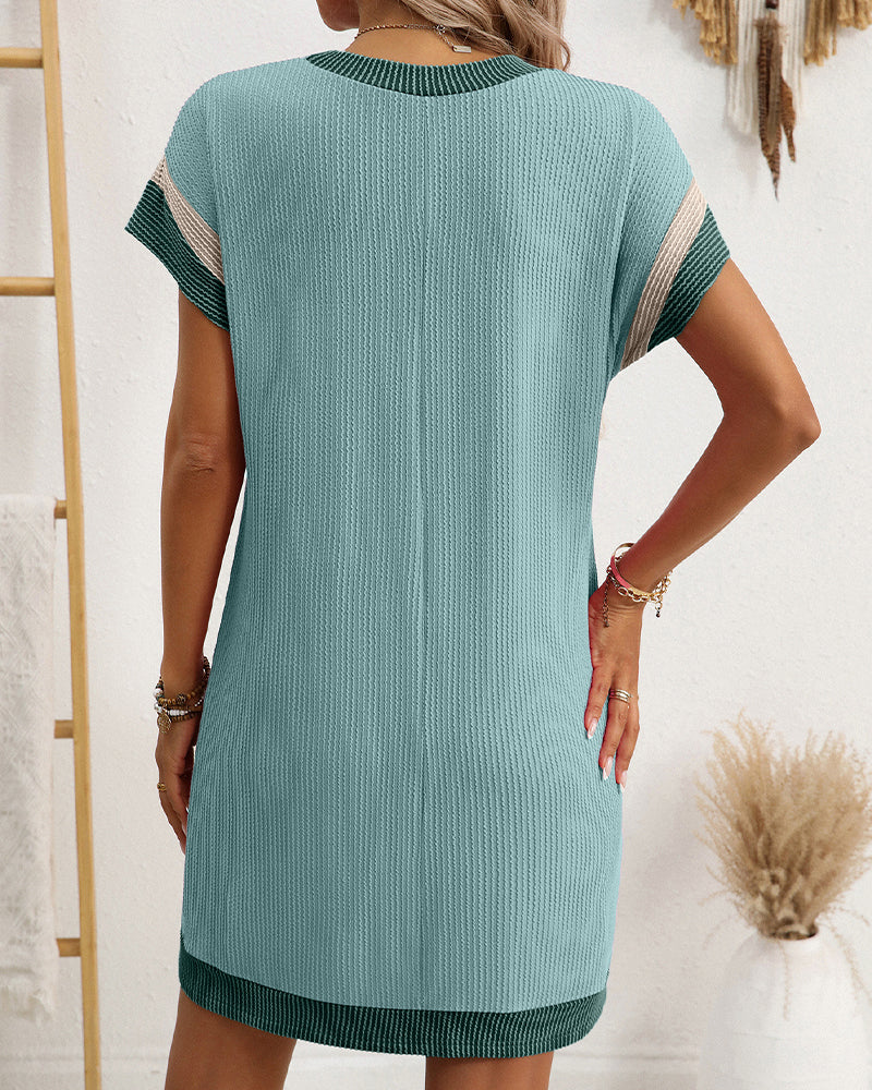 Kjole Kortermet Lomme Kontrast