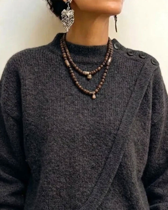 Genser Turtleneck Kryss Knappet